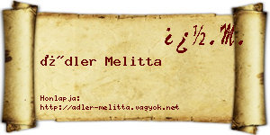 Ádler Melitta névjegykártya