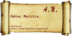 Ádler Melitta névjegykártya